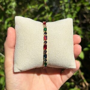 18K Gold Plated Stainless Steel Multi Color Diamond Tennis Bracelet